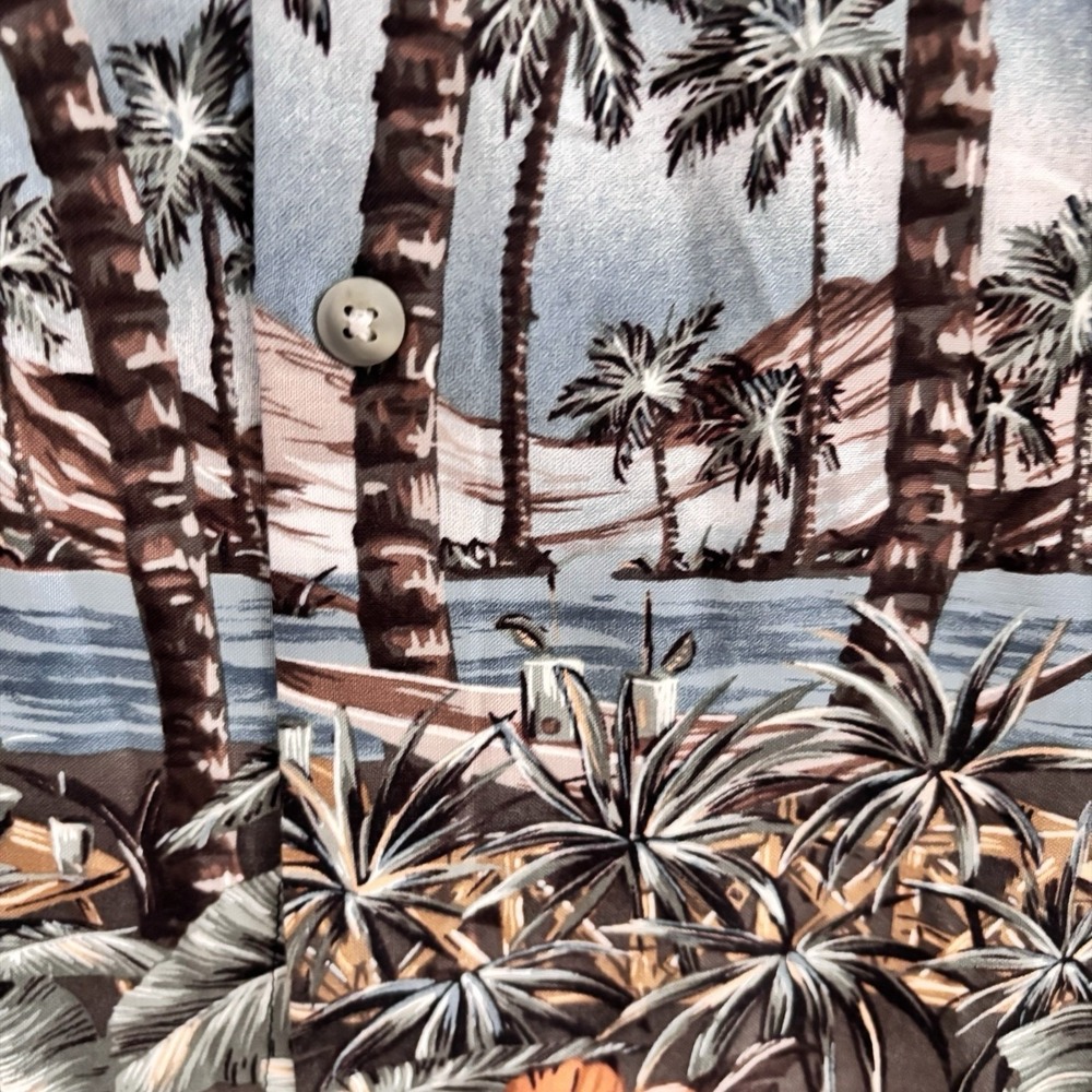 Croft & Barrow Hawaiian Camp Shirt XL‎ Palm Tree Beach Tropical Coastal Rayon - Picture 4 of 9
